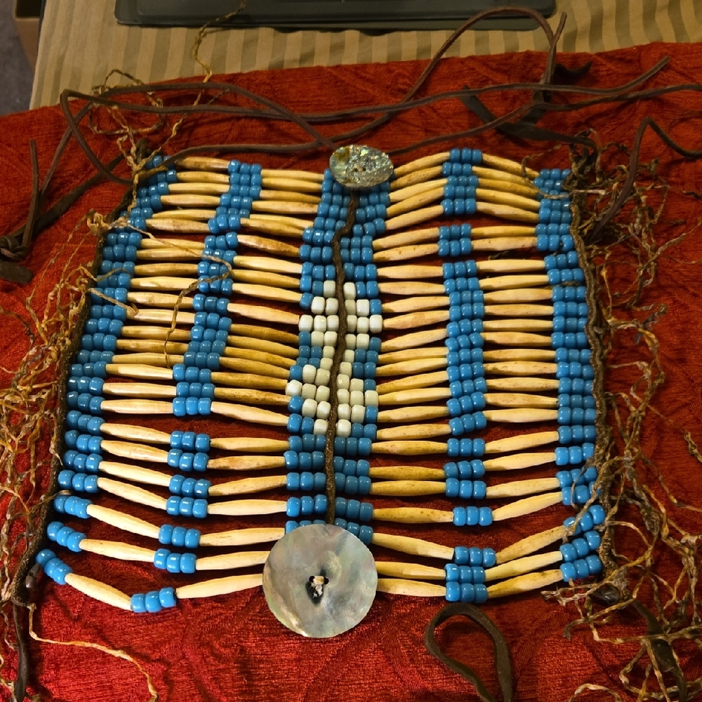 Native American Breastplate With Bone And Glass Beads